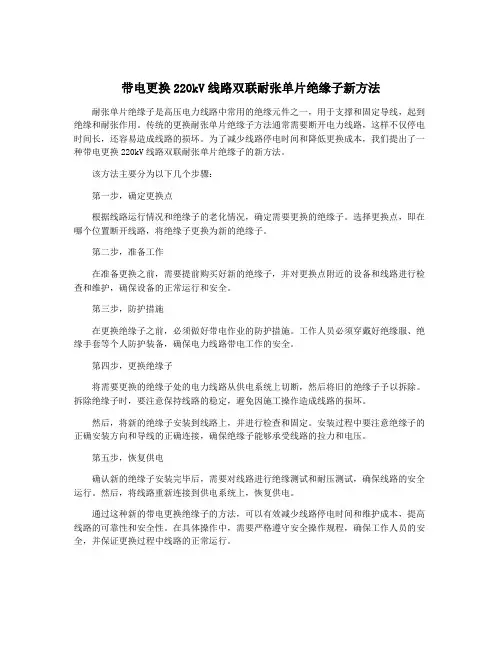 带电更换220kV线路双联耐张单片绝缘子新方法