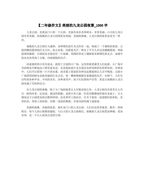 【二年级作文】美丽的九龙公园夜景_1000字