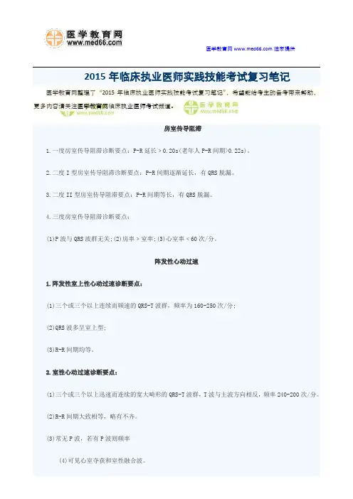 2015年临床执业医师实践技能考试复习笔记汇总(四)