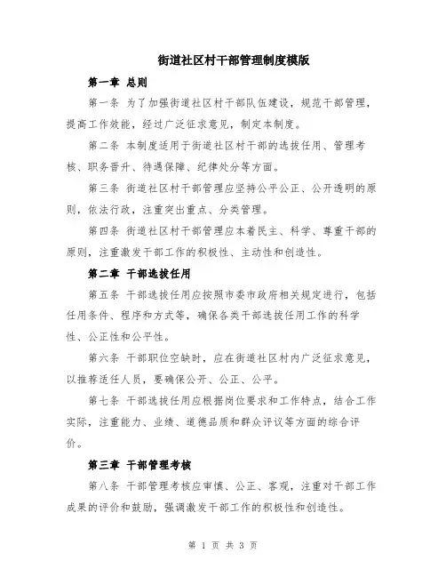街道社区村干部管理制度模版