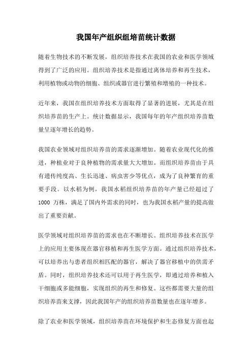 我国年产组织组培苗统计数据