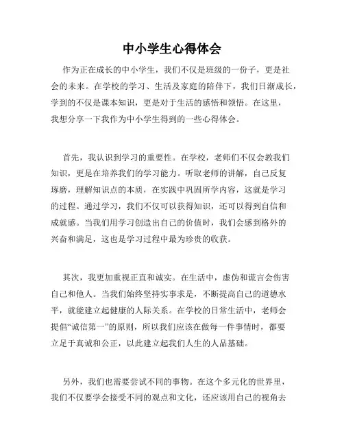 中小学生心得体会