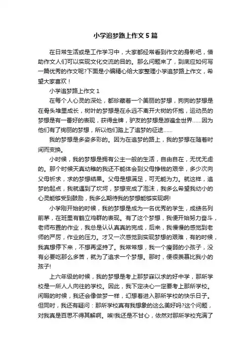 小学追梦路上作文5篇