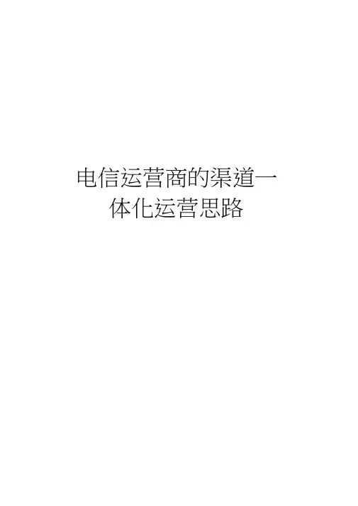 电信运营商的渠道一体化运营思路教学内容
