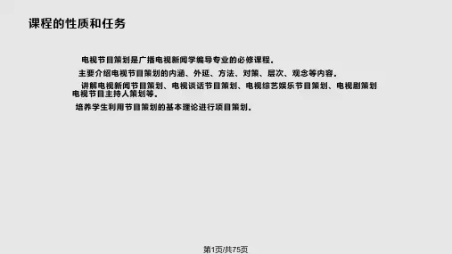 电视节目策划讲概要PPT课件