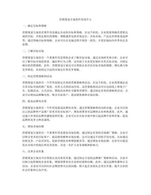营销策划方案的作用是什么
