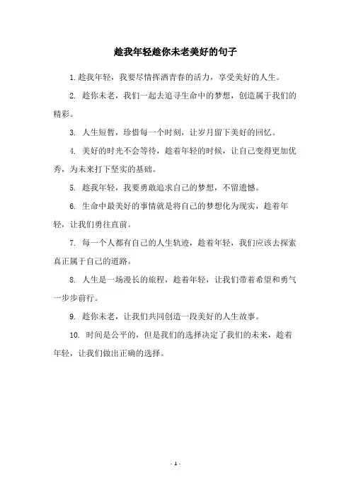 趁我年轻趁你未老美好的句子