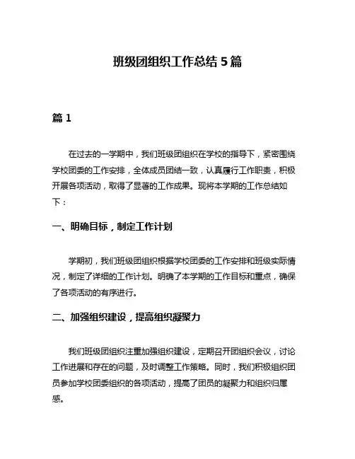 班级团组织工作总结5篇