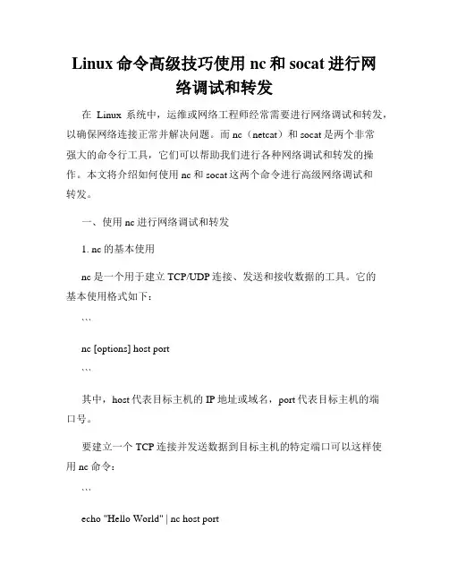 Linux命令高级技巧使用nc和socat进行网络调试和转发
