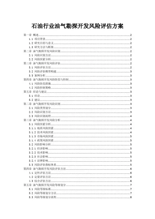 石油行业油气勘探开发风险评估方案