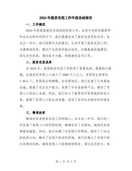 2024年脱贫攻坚工作年度总结报告