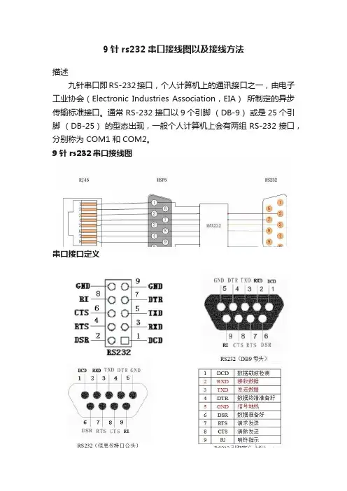 9针rs232串口接线图以及接线方法