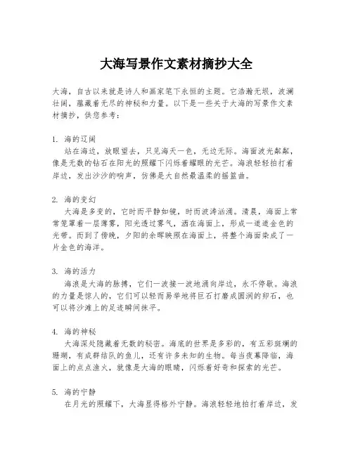 大海写景作文素材摘抄大全