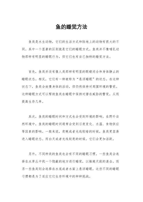 鱼的睡觉方法