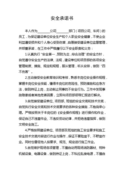 安全承诺书
