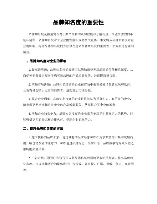 品牌知名度的重要性
