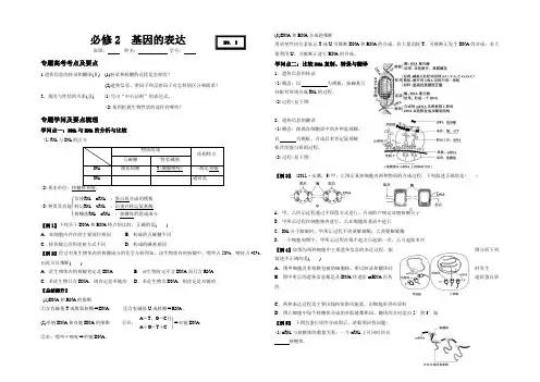 2022-2021学年人教版高一生物必修二教学设计第4章基因的表达复习课 