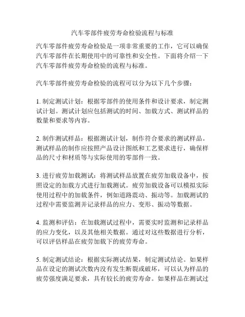 汽车零部件疲劳寿命检验流程与标准
