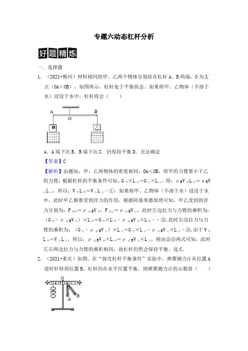 专题六 动态杠杆分析