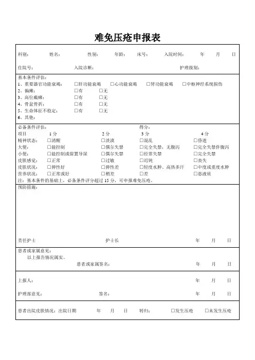 难免压疮申报表++文档
