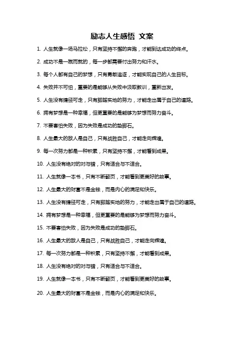 励志人生感悟 文案