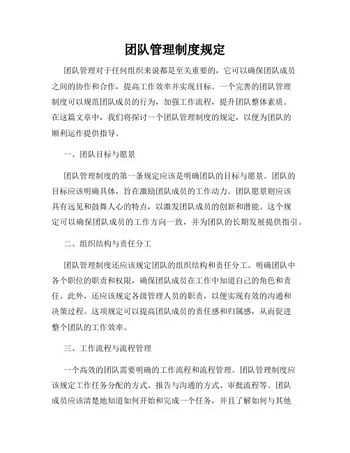 团队管理制度规定