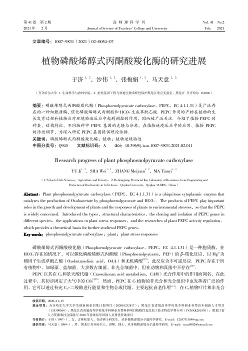 植物磷酸烯醇式丙酮酸羧化酶的研究进展