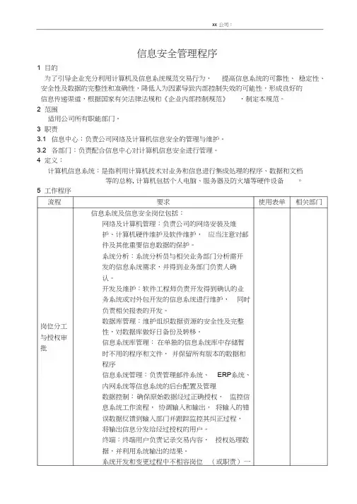 信息安全管理程序