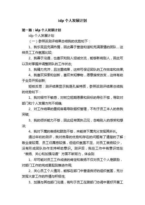 idp个人发展计划