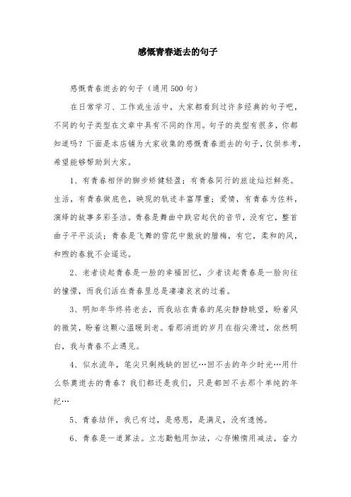 感慨青春逝去的句子