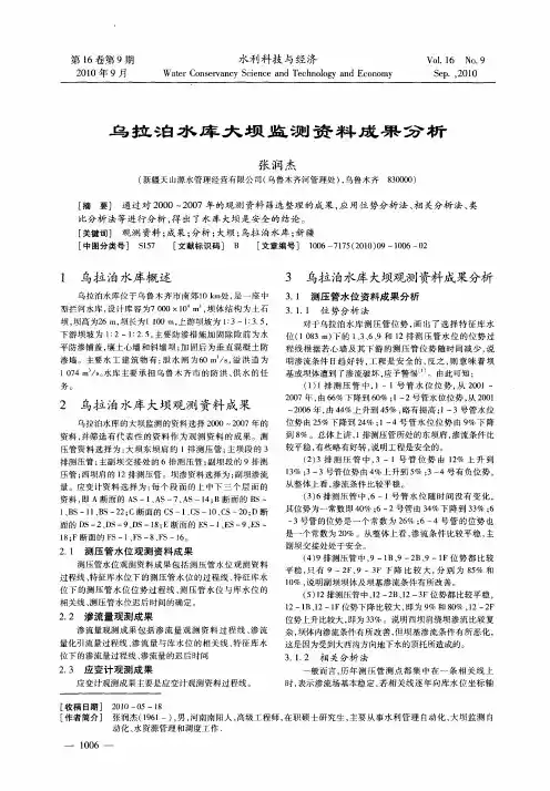 乌拉泊水库大坝监测资料成果分析