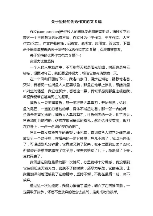 关于坚持的优秀作文范文5篇
