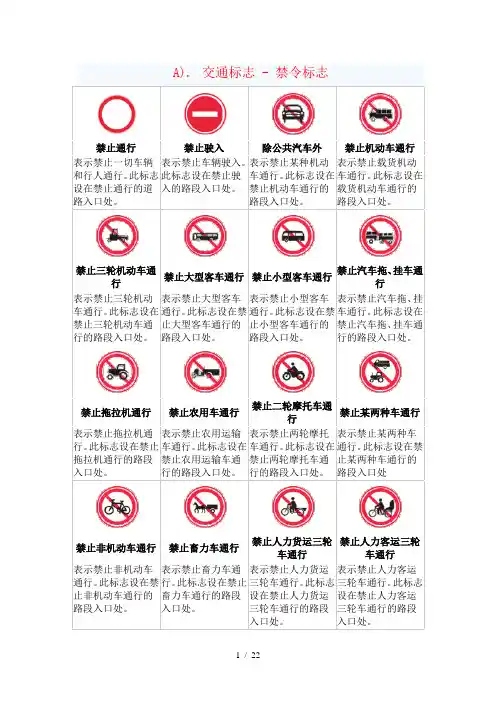 交通标志图片图解大全