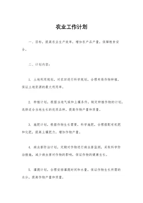 农业工作计划
