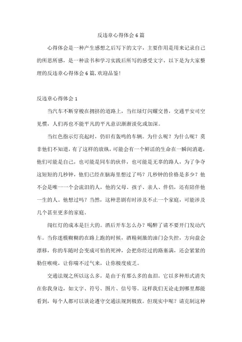 反违章心得体会6篇