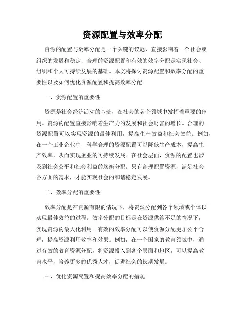 资源配置与效率分配