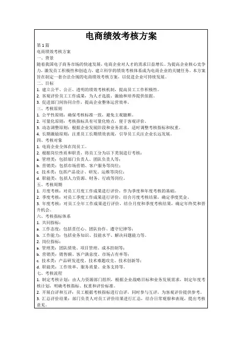 电商绩效考核方案