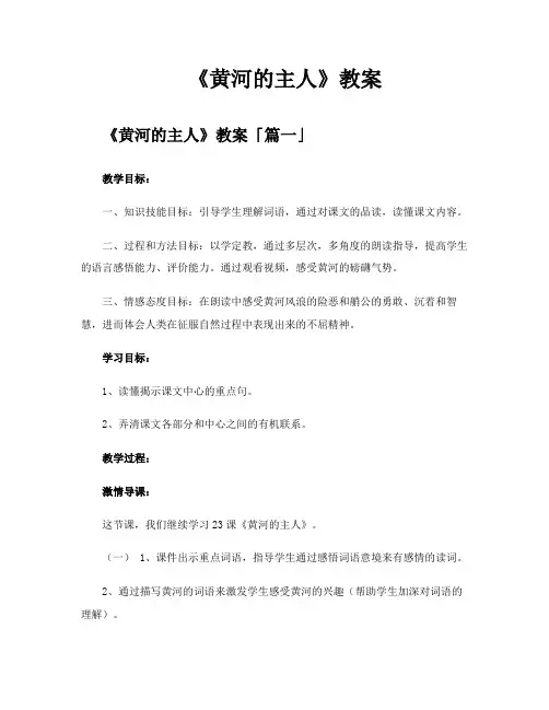 《黄河的主人》教案