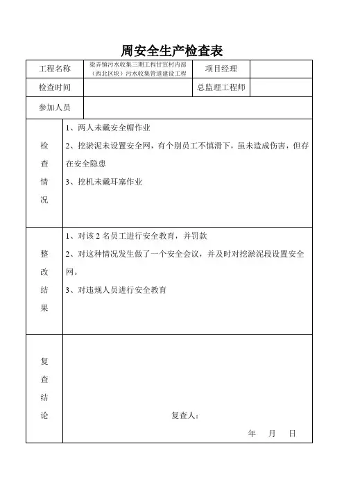 周安全生产检查表格.doc