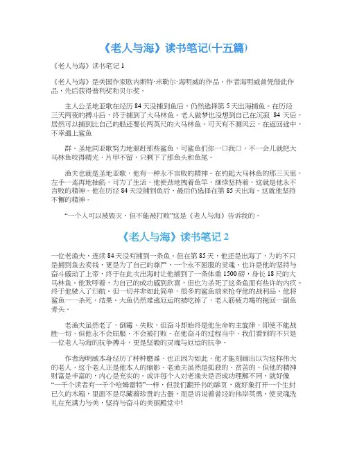 《老人与海》读书笔记(十五篇)