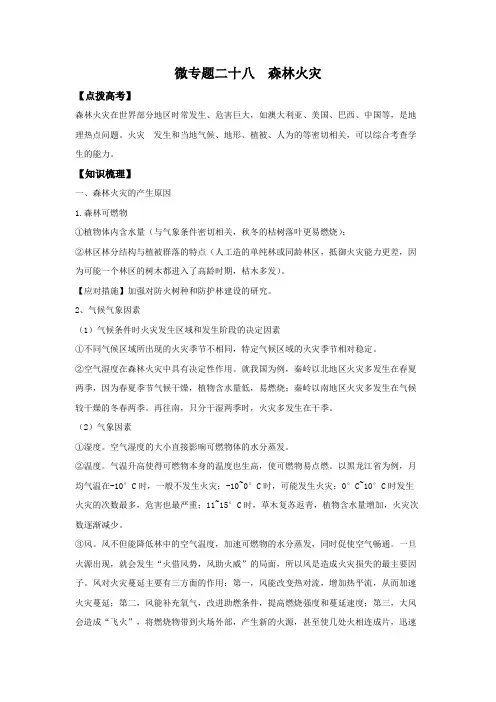 2022高考地理专题二十八 森林火灾(含答案解析)