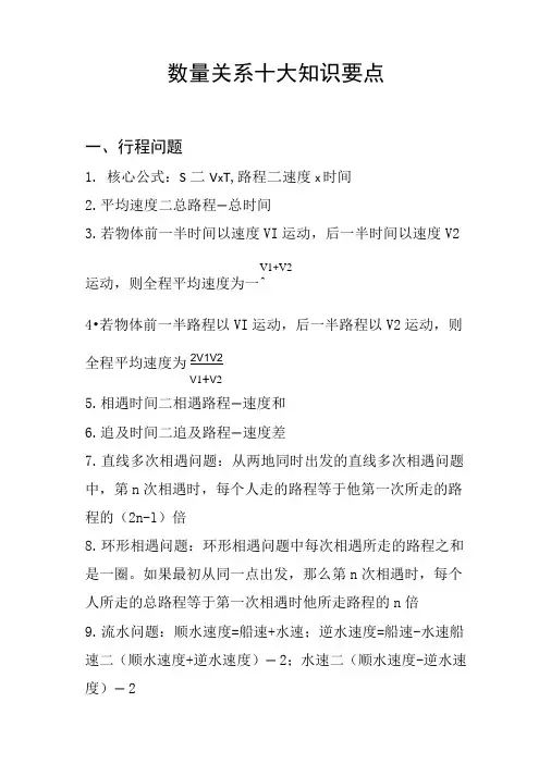 公务员行测数量关系十大知识要点