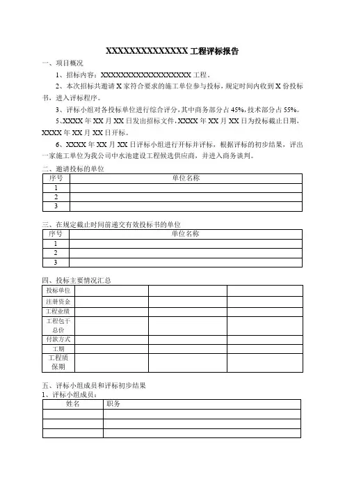 工程评标报告(电子版)
