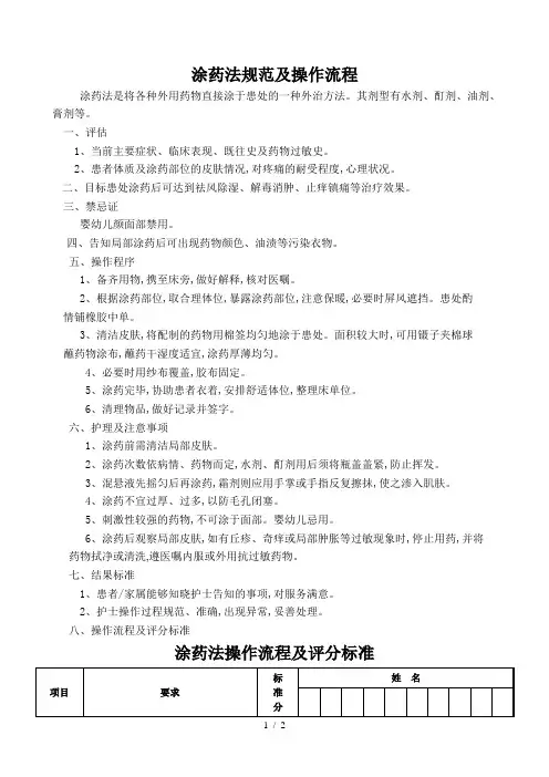 涂药法规范与操作流程图