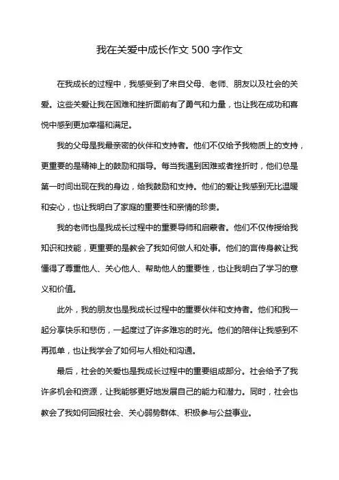 我在关爱中成长作文500字作文