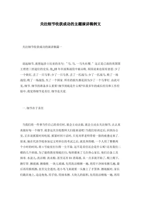关注细节收获成功的主题演讲稿例文