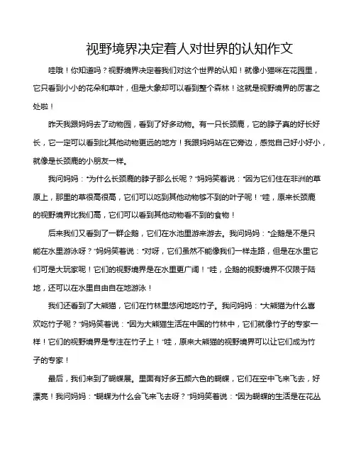 视野境界决定着人对世界的认知作文