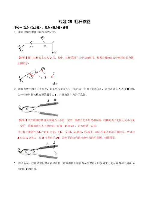 专题25 杠杆作图-2021年中考物理(力学、热学和光学部分)(解析版)