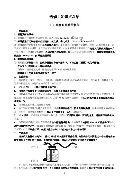 人教版高中生物选修1知识点总结【PDF版】