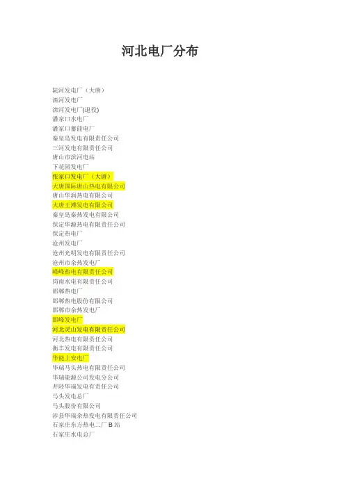 河北电厂分布